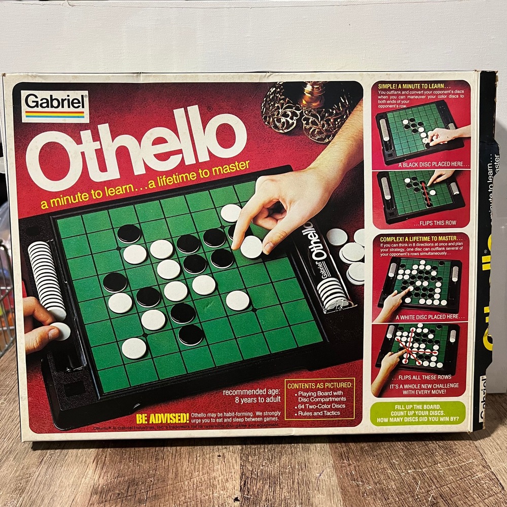 Vintage 1977 Gabriel Othello Strategy Board Game Complete with Box and Manual